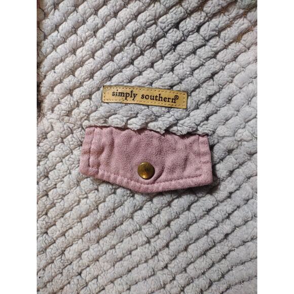 Simply Southern Women’s Small Fleece Pullover Snap Textured Sherpa Gray Pink - Picture 4 of 10